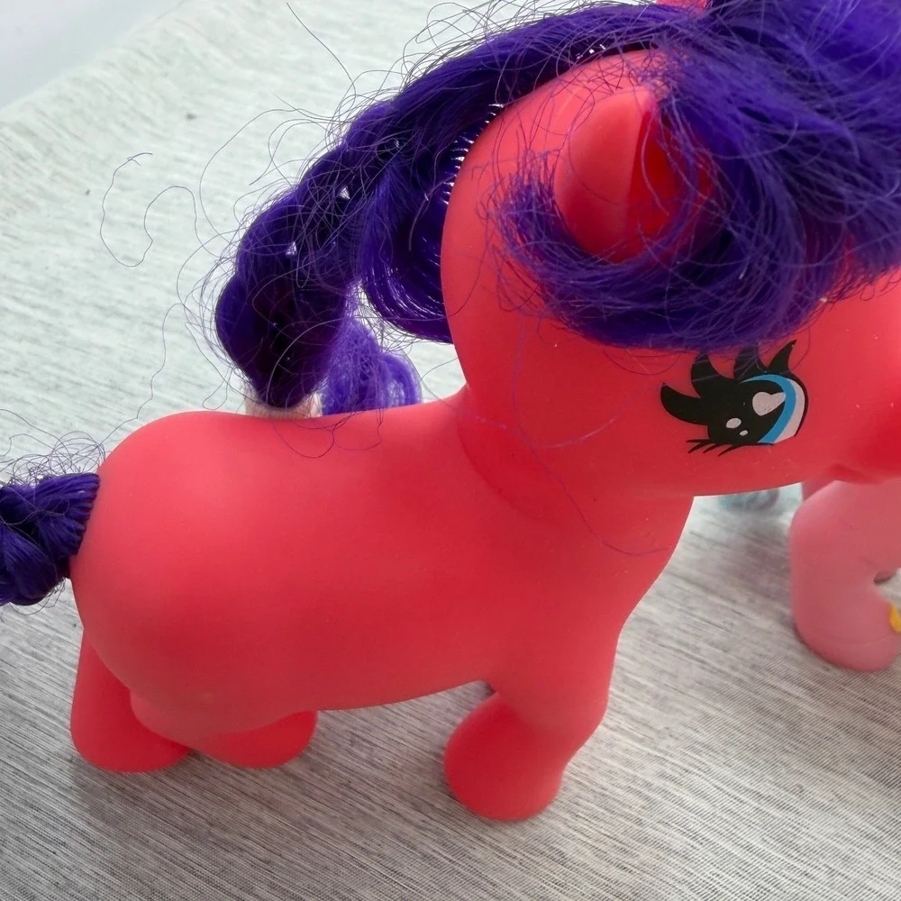Tara Toy Pony Figure Lot of 3 Vintage Style Pink Teal Red Heart Sun Wings 1981